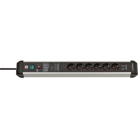 Brennenstuhl 1391010610 Verlängerungskabel 3 m 6 AC-Ausgänge Drinnen Schwarz, Silber