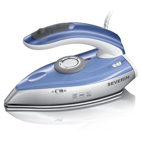 Severin BA 3234 Bügeleisen Trocken- & Dampfbügeleisen Edelstahl-Bügelsohle 1000 W Blau, Silber
