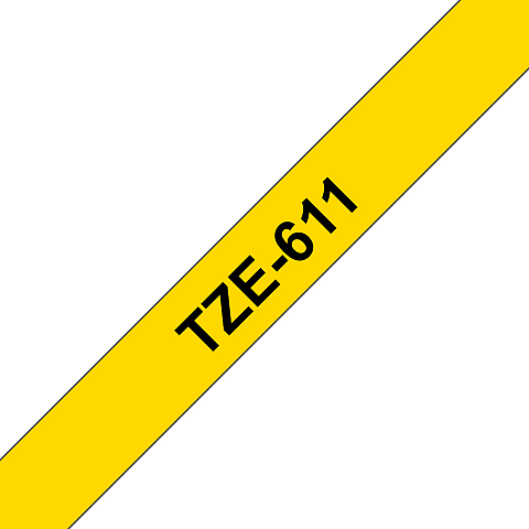 Brother TZE-611 Etiketten erstellendes Band Schwarz auf gelb