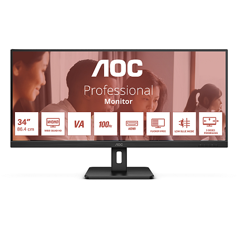 AOC U34E2M Computerbildschirm 86,4 cm (34") 3440 x 1440 Pixel Wide Quad HD Schwarz