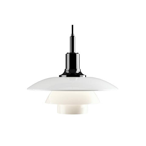 Louis Poulsen PH 3½-3 Glas Pendelleuchte Schwarz Metallisiert