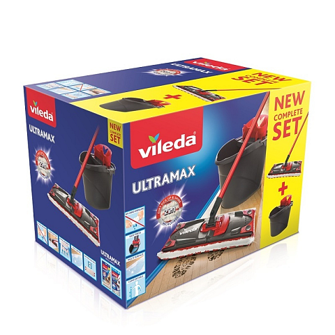 Vileda Ultramax Mop Set Mopp Trocken&Nass Schwarz, Rot