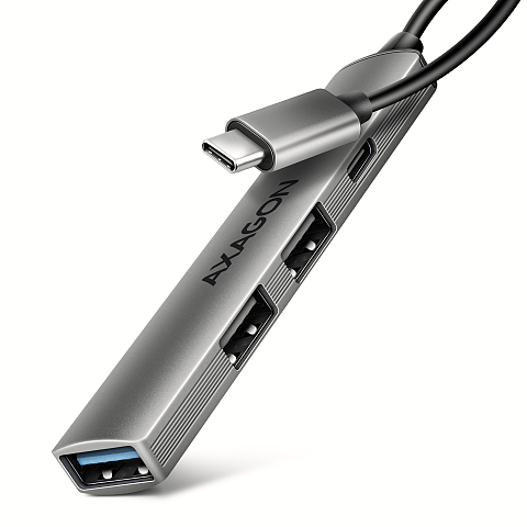 Axagon HUB USB HUE-STC, 4x USB ALU STRIP hub, 1x USB-A 5Gbps, 2x USB-A & 1x USB-C 480Mbps, kabel USB-C 12cm USB 3.2 Gen 1 (3.1 Gen 1) Type-C 5 Mbit/s Grau