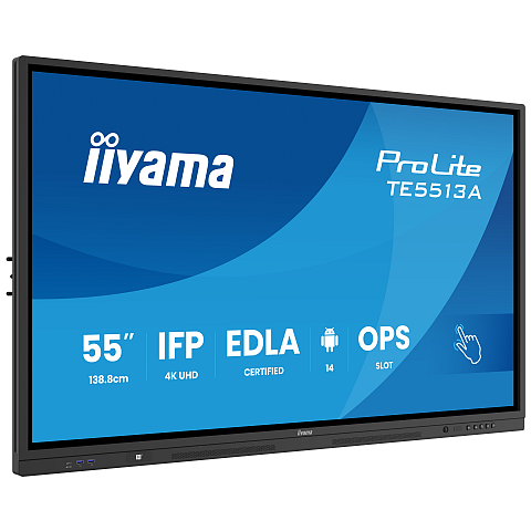 iiyama TE5513A-B1AG Signage-Display Interaktiver Flachbildschirm 138,7 cm (54.6") WLAN 500 cd/m² 4K Ultra HD Schwarz Touchscreen Eingebauter Prozessor Android 18/7