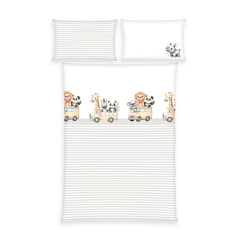 HERDING babybest® Winterbettwäsche-Set ‘Adventure Buddies’ – 100×135 cm, Flanell