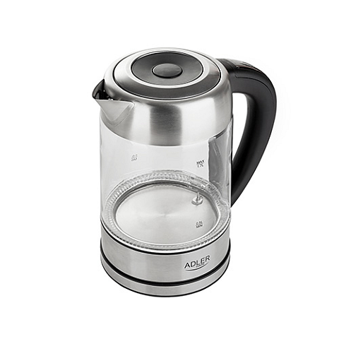 Adler AD 1247 NEW Wasserkocher 1,7 l 2200 W Haselnuss, Edelstahl, Transparent