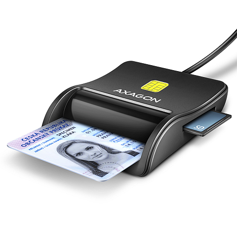 Axagon CRE-SM3SD USB Smart card & SD/microSD/SIM Flat Smart-Card-Lesegerät Drinnen USB 2.0 Schwarz