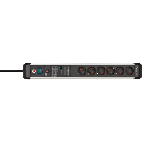 Brennenstuhl 1391010600 Verlängerungskabel 3 m 6 AC-Ausgänge Drinnen Schwarz, Silber