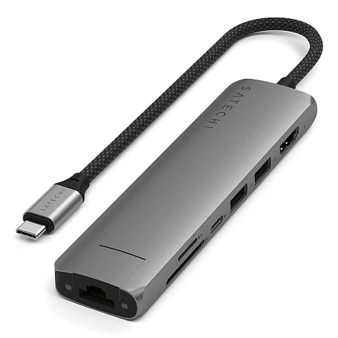 Satechi ST-P7SM Schnittstellen-Hub USB Typ-C 10000 Mbit/s Grau