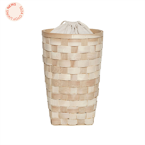 OYOY L301182 Wäschekorb Rund Kanvas, Holz Natürlich/Natur