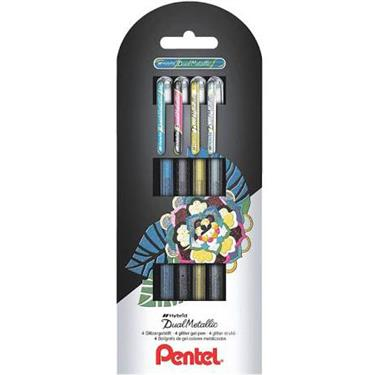 Pentel Dual Metallic Stick Pen Schwarz, Blau, Gold, Silber 4 Stück(e)