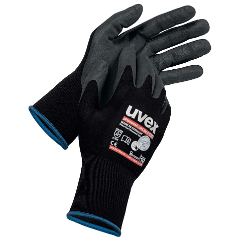 Uvex phynomic airLite A ESD Werkstatthandschuhe Schwarz, Blau Karbon, Elastan, Polyamid 10 Stück(e)