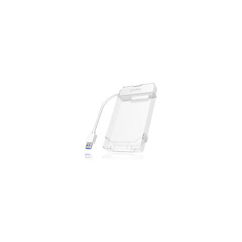 ICY BOX IB-AC703-U3, USB 3.2 Gen 1 zu 2,5" SATA Festplatten (9,5 mm Höhe) Adapter Kabel mit Schutzbox, Zugriff LED, USB 2.0 compatibel, weiß
