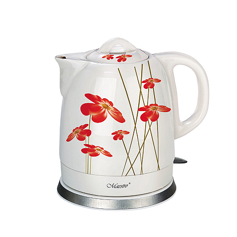 Feel Maestro MR-066-RED FLOWERS Wasserkocher 1,5 l 1200 W Rot, Weiß