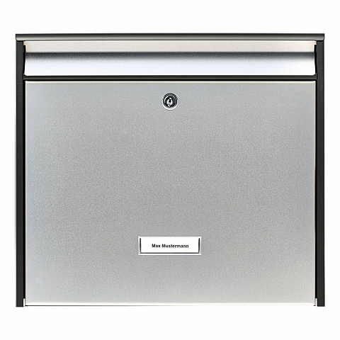BURG-WÄCHTER Oxford 6877 B+S Briefkasten Schwarz, Edelstahl Wandmontierter Briefkasten Edelstahl, Stahl