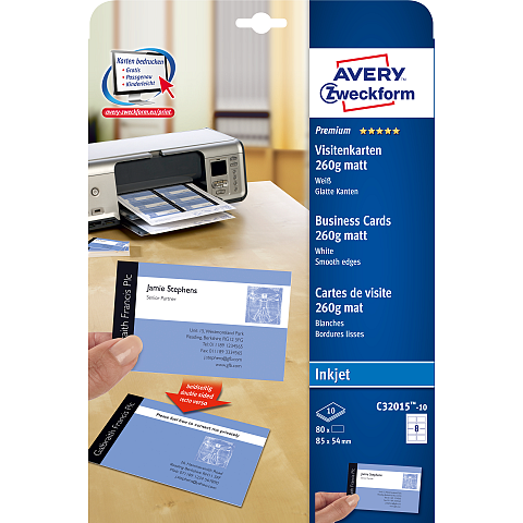 Avery C32015-10 Visitenkarte Tintenstrahl Papier 80 Stück(e)