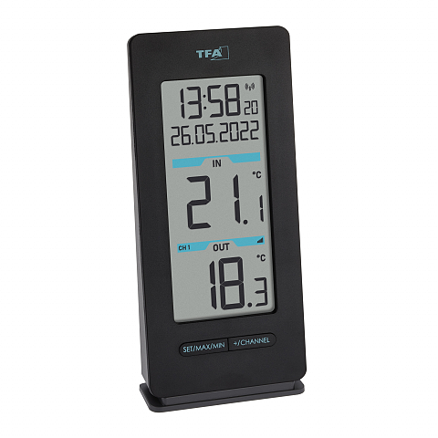 TFA-Dostmann 30.3072.01 Umgebungsthermometer Drinnen/Draußen Schwarz, Weiß