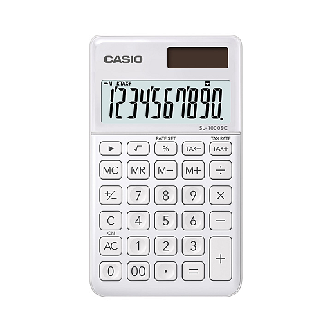Casio SL-1000SC-WE Taschenrechner Tasche Einfacher Taschenrechner Weiß