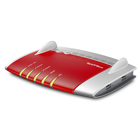 FRITZ! Box 7490 WLAN-Router Gigabit Ethernet Dual-Band (2,4 GHz/5 GHz) Rot, Silber
