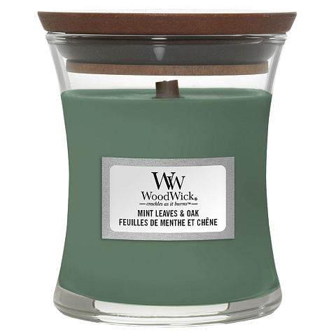 WoodWick Mint Leaves & Oak Wachskerze Zylinder Minze, Eichenholz Grün 1 Stück(e)