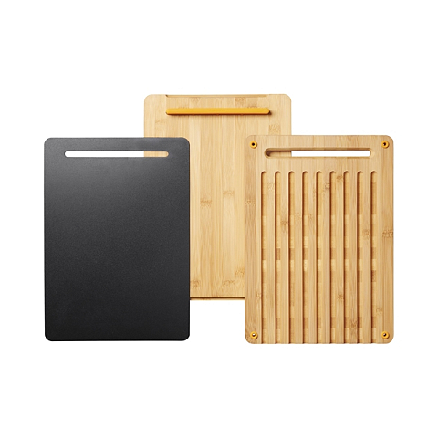 Fiskars 1057550 Küchen-Schneidebrett Rechteckig Bambus, Kunststoff Bambus, Schwarz