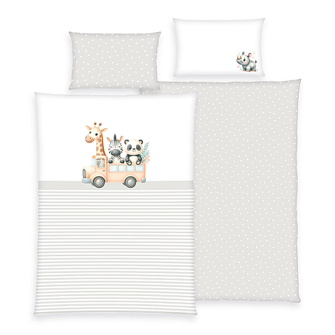 HERDING babybest® Bettwäsche-Set ‘Adventure Buddies’ – 100×135 cm, Renforcé