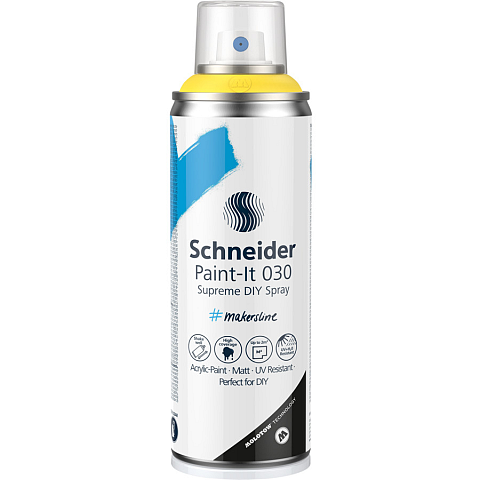 Schneider Schreibgeräte Paint-It 030 Supreme DIY Spray Acrylfarbe 200 ml Gelb Sprühdose
