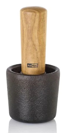 AdHoc AHM-MO14 Schwarz, Holz Akazienholz, Eisenguss Mörtel & Stößel