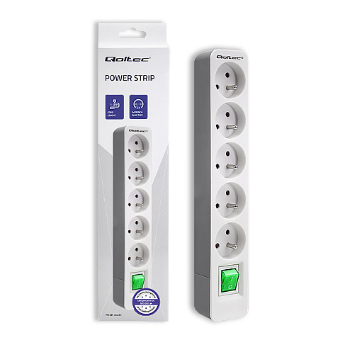 Qoltec 50290 Verlängerungskabel 1,8 m 5 AC-Ausgänge Drinnen Weiß