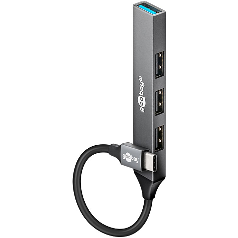 Goobay 74457 Schnittstellen-Hub USB 3.2 Gen 1 (3.1 Gen 1) Type-C 5000 Mbit/s Hellgrau