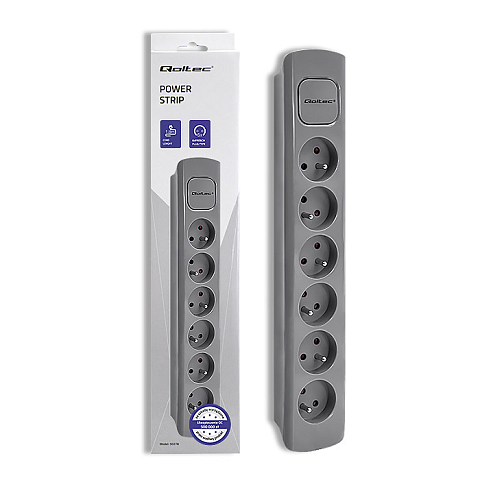 Qoltec 50277 Verlängerungskabel 1,8 m 6 AC-Ausgänge Drinnen Grau