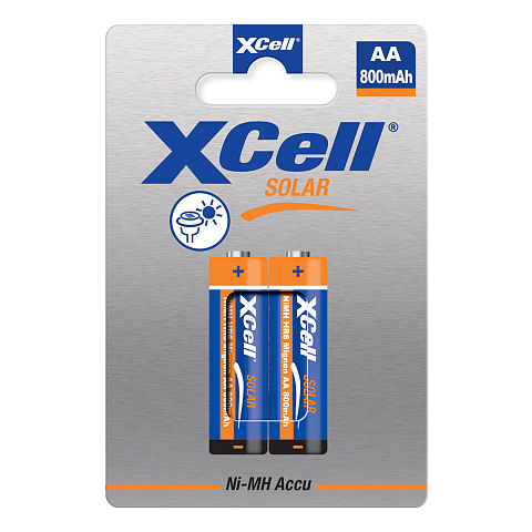 XCell Solar Accus X800AA Ni-MH 1.2V / 800mAh 2er-Blister