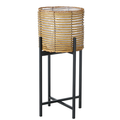 Boltze Bohino Draußen Korb-Pflanzer Freistehend Eisen, Polyethylen Schwarz, Braun