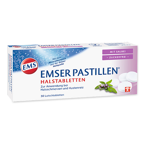Emser Pastillen zuckerfrei mit Salbei Anti-Kältemittel Tablet Erwachsene Box