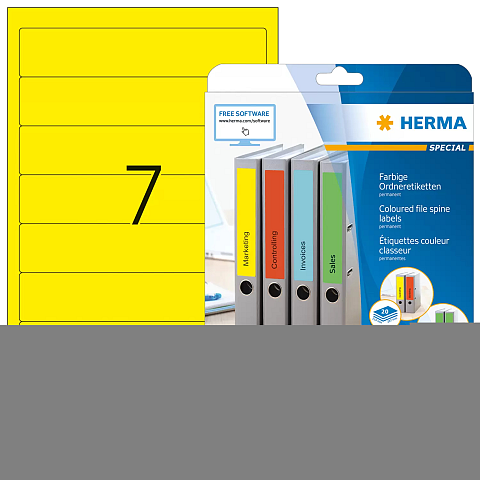 HERMA Ordneretiketten A4 192x38 mm gelb Papier matt blickdicht 140 St.