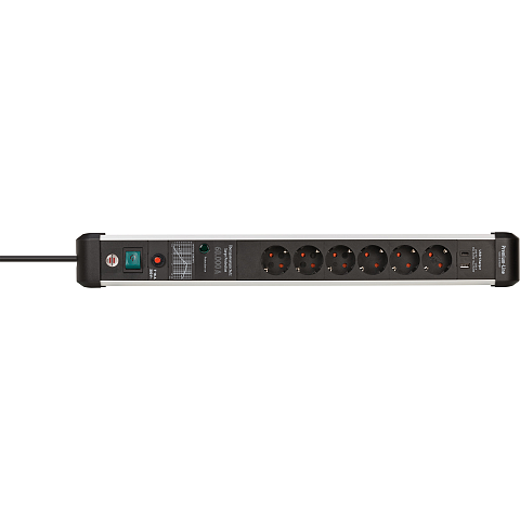 Brennenstuhl 1391010620 Verlängerungskabel 3 m 6 AC-Ausgänge Drinnen Schwarz, Silber