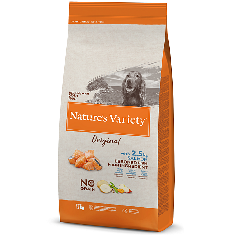 Nature's Variety ORIGINAL NO GRAIN MEDIUM/MAXI SALMON 12 kg Adult Lachs