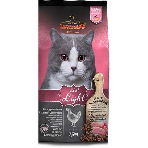 Leonardo Cat Food 758825 Katzen-Trockenfutter 7,5 kg Adult Geflügel