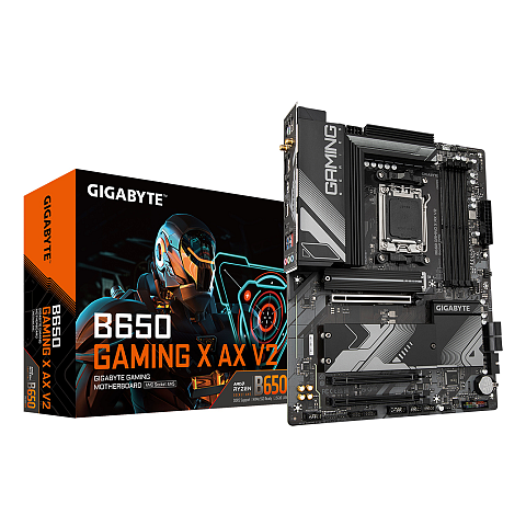GIGABYTE B650 GAMING X AX V2 Mainboard - AMD Ryzen 9000er-Serie, 8+2+2 Phasen VRM, bis zu 8000 MHz DDR5 (OC), 1xPCIe 5.0 + 2xPCIe 4.0 M.2, 2,5 GbE LAN, WIFI 6E, USB 3.2 Gen 2