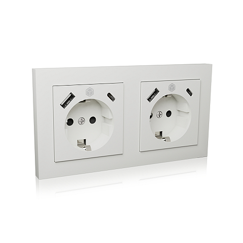 ICY BOX IB-MPS4200W-PD, 2x Unterputz Steckdosen Set inkl. Einbaurahmen