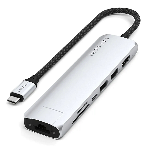 Satechi ST-P7SS Schnittstellen-Hub USB Typ-C 10000 Mbit/s Silber