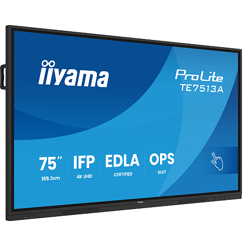 iiyama TE7513A-B1AG Signage-Display Interaktiver Flachbildschirm 190,5 cm (75") WLAN 500 cd/m² 4K Ultra HD Schwarz Touchscreen Eingebauter Prozessor Android 18/7