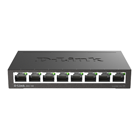 D-Link DGS-108 Unmanaged L2 Gigabit Ethernet (10/100/1000) Schwarz
