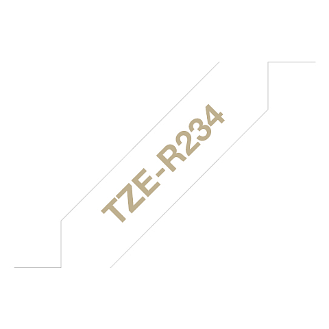 Brother TZE-R234 Etiketten erstellendes Band Gold auf Weiß