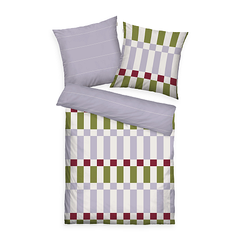 HERDING TOM TAILOR Bettwäsche-Set 'Bold Check Soft Lilac & Moss Green & Off White' - 65-x-100-cm-160-x-210-cm-ch