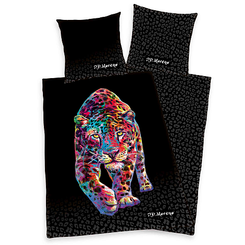 HERDING Bureau Artistique Satin Bettwäsche-Set 'Leopard' - 80-x-80-cm-135-x-200-cm