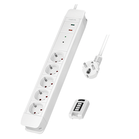 LogiLink LPS402 Verlängerungskabel 1,5 m 5 AC-Ausgänge Drinnen Weiß