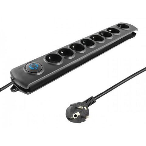 Qoltec 50113 Spannungsschutz Schwarz 8 AC-Ausgänge 230 V 1,8 m