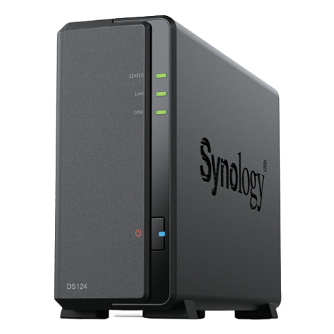 Synology DiskStation DS124 NAS & Speicherserver Desktop Realtek RTD1619B 1 GB DDR4 0 TB DiskStation Manager Schwarz