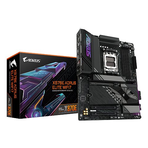 GIGABYTE X870E AORUS ELITE WIFI7 Mainboard - Unterstützt AMD Ryzen 9000 CPUs, 16+2+2 Phasen digitales VRM, bis zu 8000Hz DDR5 (OC), 3xPCIe 5.0 + 1xPCIe 4.0, Wi-Fi 7, 2.5GbE LAN, USB 4